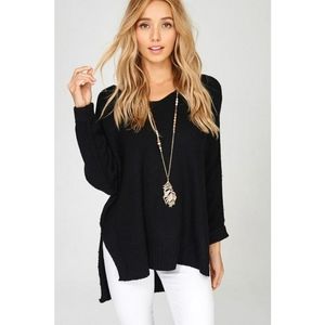 Boutique Oversize Hi-low Cuff Sleeve Sweater